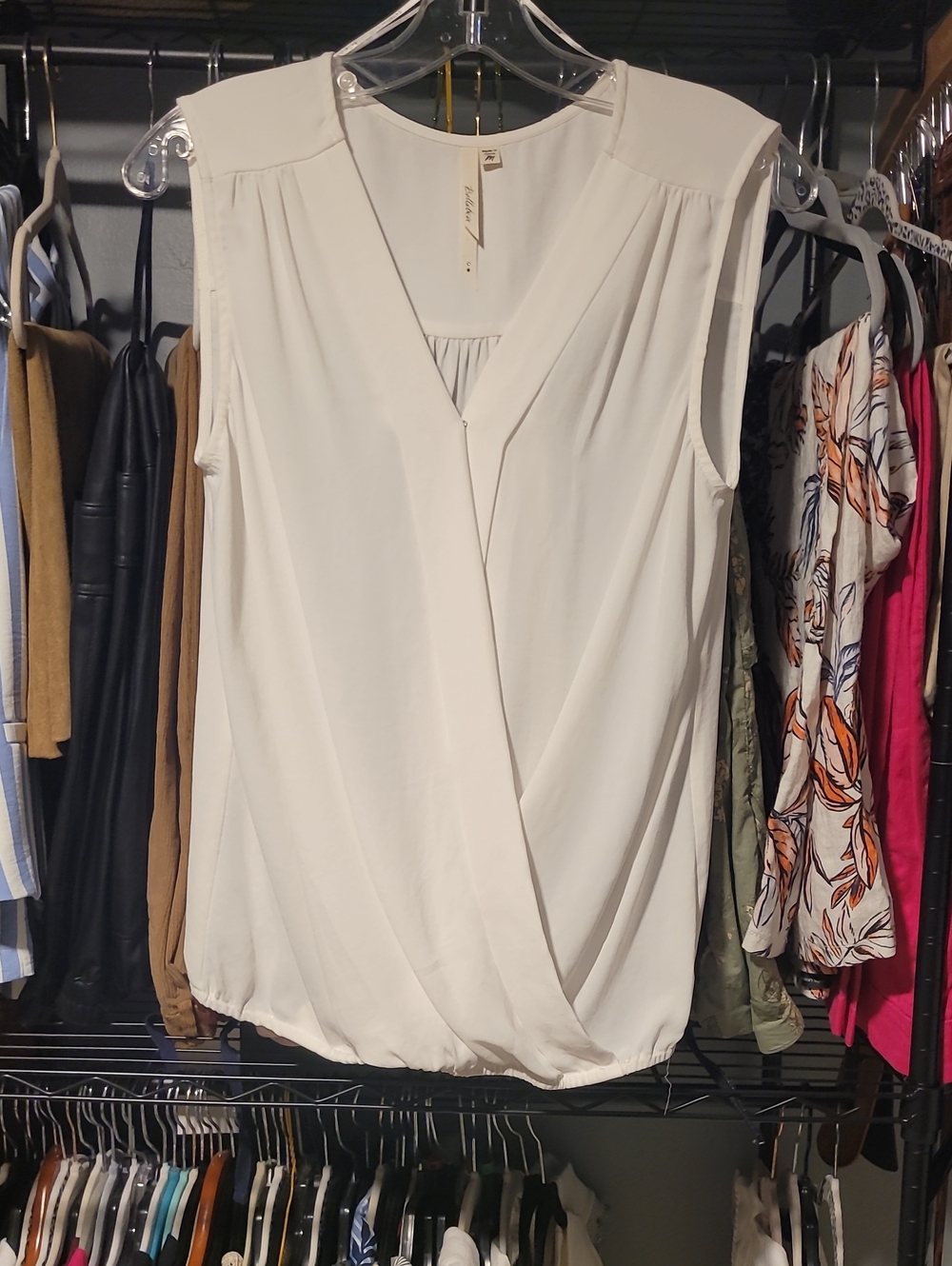 Bellatrix Sleeveless Surplice Blouse in Cream